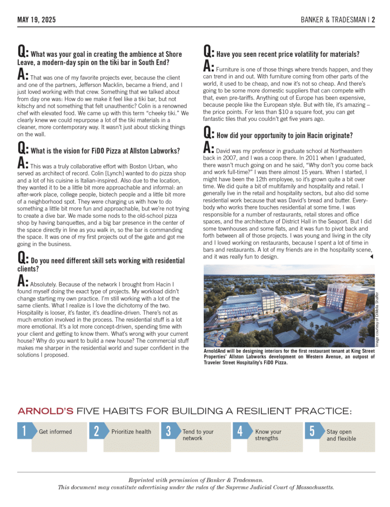 Because Banker & Tradesman doesn’t just cover projects… they spotlight vision. And my approach at ArnoldAnd is exactly that: a bold, design-led model for architecture and development that’s rooted in context, collaboration, and long-term value.